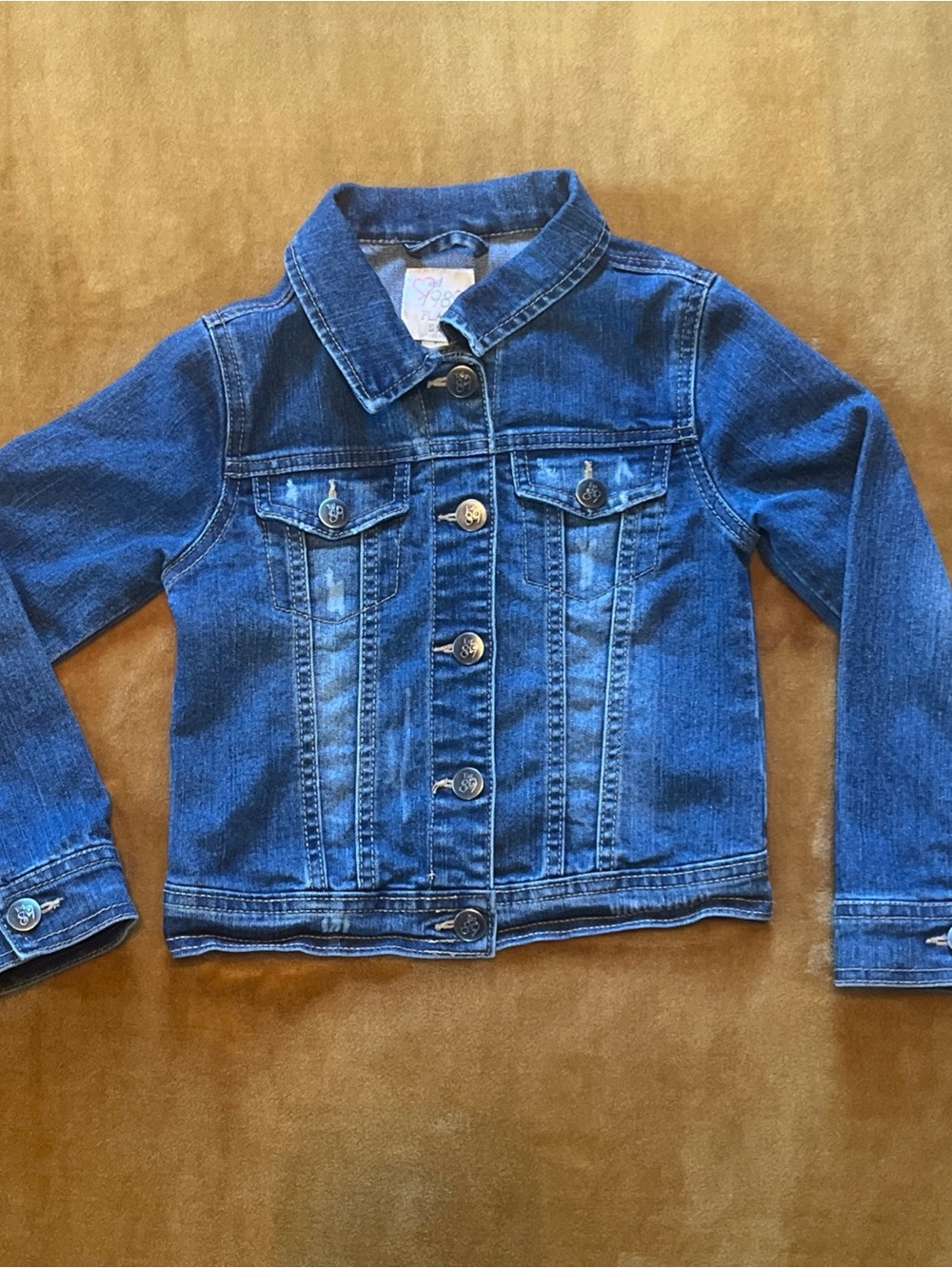 Children's Place Blue Jean Jacket Girls Size 5/6 Snap Front Denim Pockets School